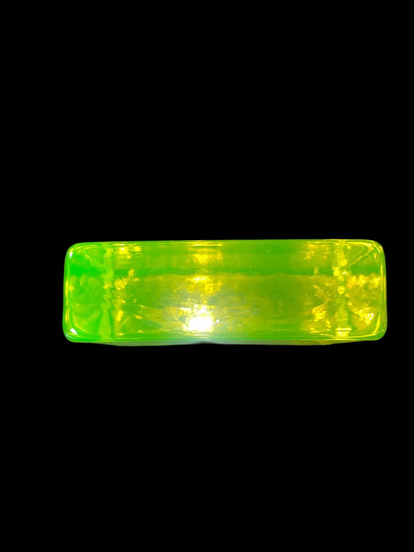Yellow Uranium Glass Block – 8cm Fluorescent Block – Glows Brightly Green Under UV Light – Vintage Atomic Glass Collectible