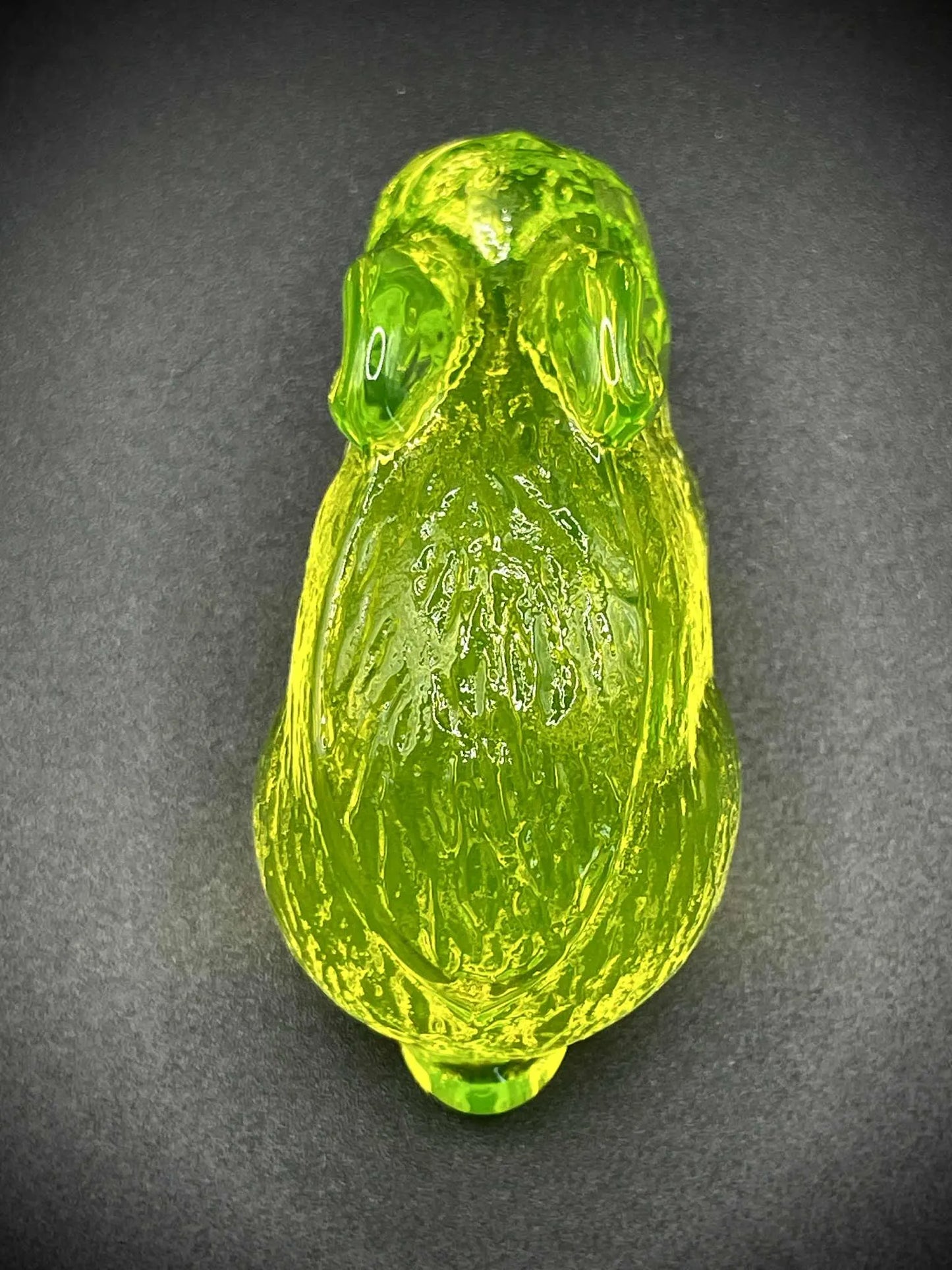 Cute Uranium Glass Rabbit Figurine | Yellow Vaseline Glass Bunny Pet | Glows Green Under UV Light | Leporidae Wild Mammal Statue