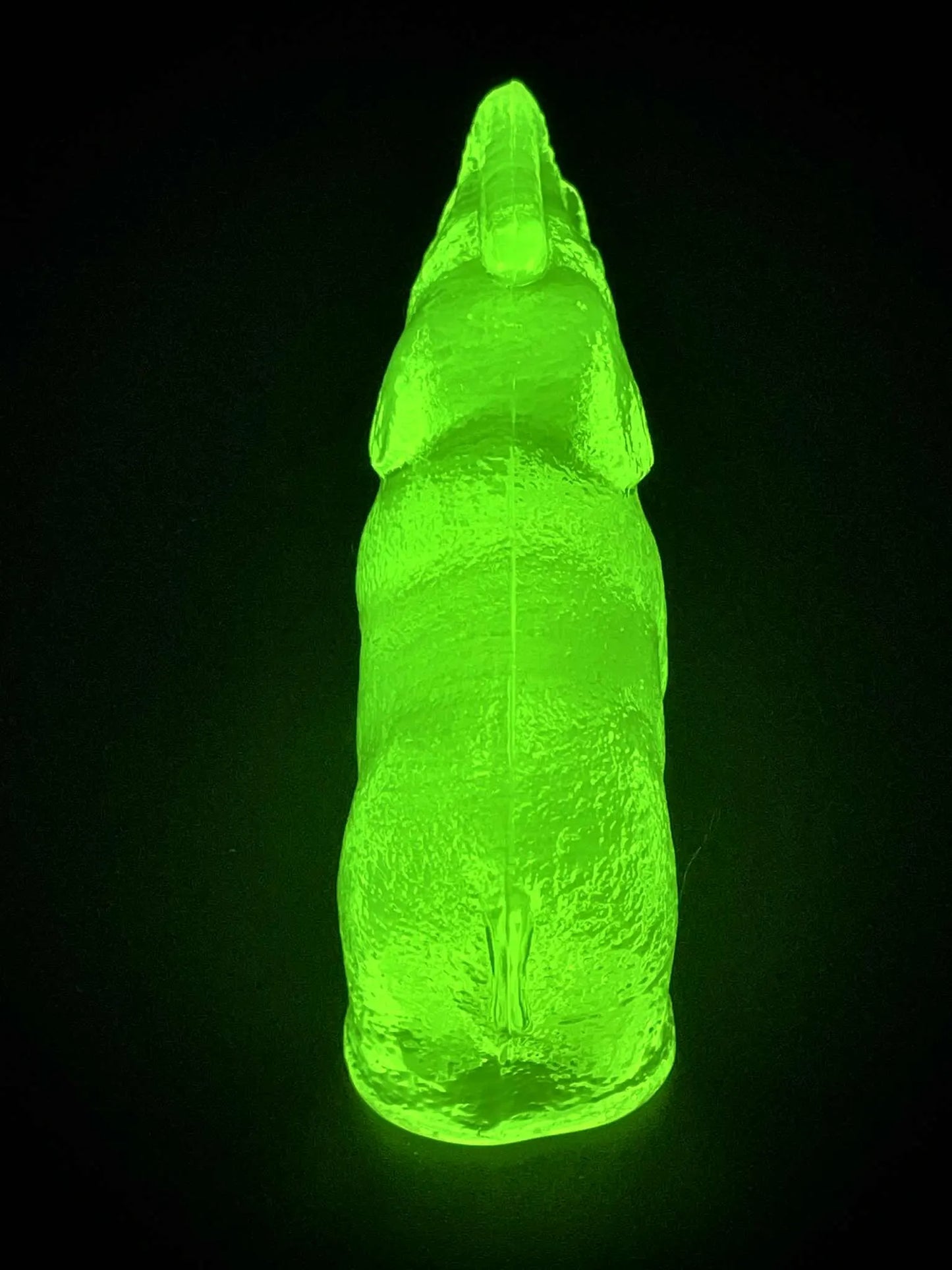 Elephant Figurine in Uranium Glass | Yellow Vaseline Glass Jumbo Statue | African Wildlife Animal | Glows Brightly Green Under UV Light