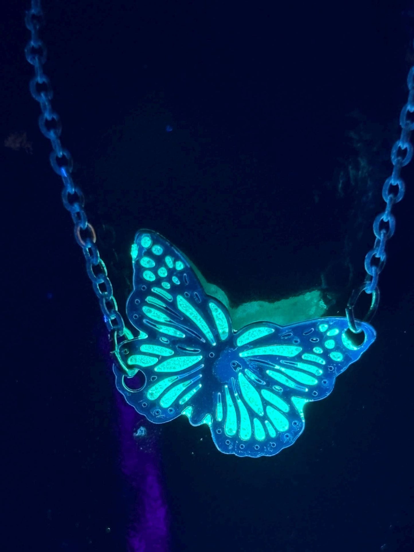 Glowing Turquoise "Butterfly Bracelet" | It Glows In The Dark | Phosphorescent Effect | Adjustable Insect Luminous Jewelry