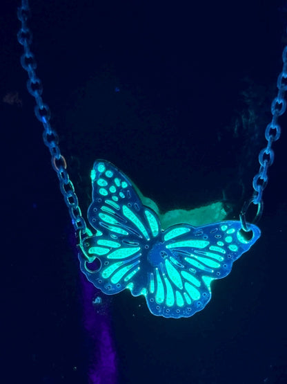 Glowing Turquoise "Butterfly Bracelet" | It Glows In The Dark | Phosphorescent Effect | Adjustable Insect Luminous Jewelry