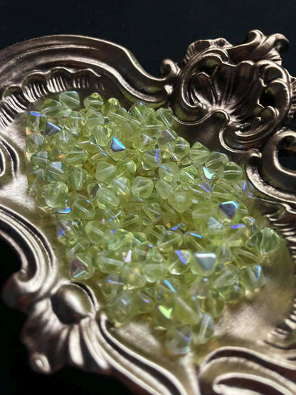 Uranium Glass (Bicone Beads 6mm) | Yellow Czech UV Glowing Reactive Vaseline Glass | 10pcs for Jewelry Making, DIY Crafts & Supplies