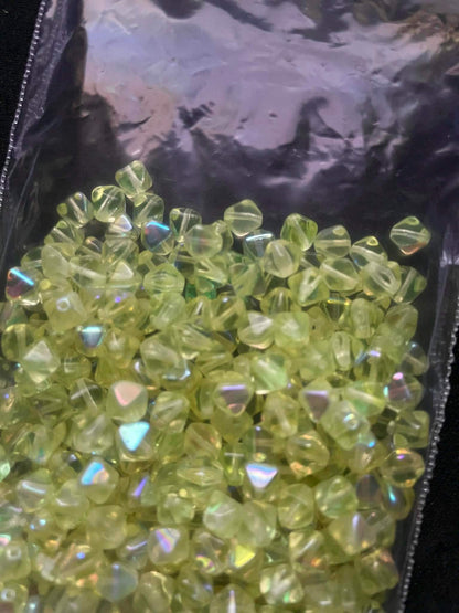 Uranium Glass (Bicone Beads 6mm) | Yellow Czech UV Glowing Reactive Vaseline Glass | 10pcs for Jewelry Making, DIY Crafts & Supplies