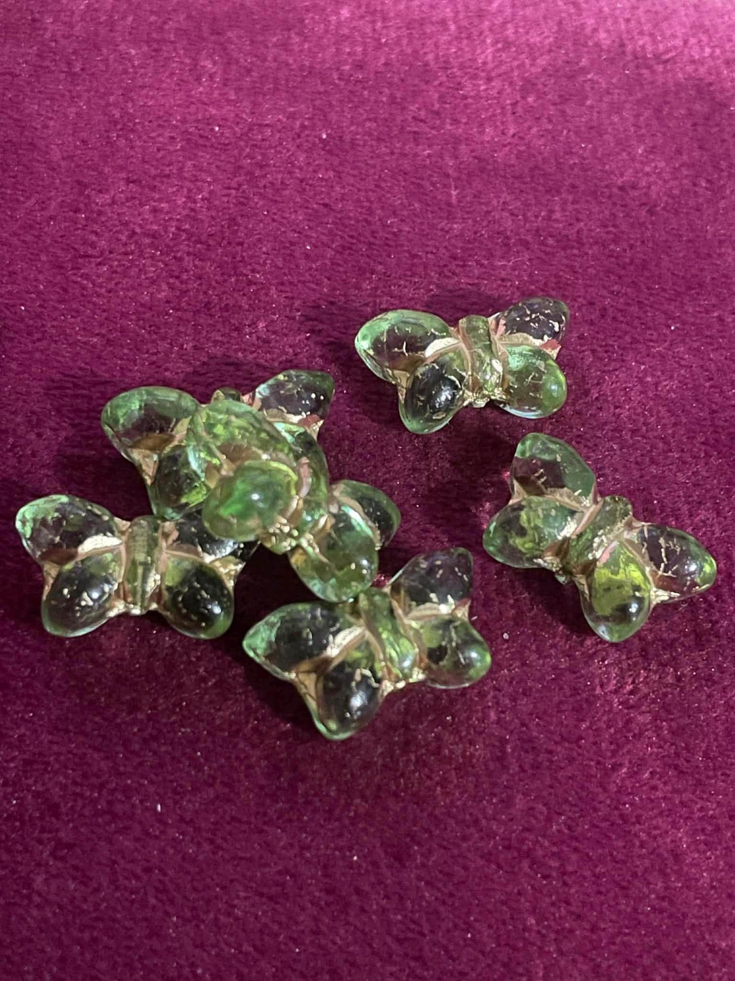 Uranium Glass Butterfly Beads With Vertical Hole | Small Czech Vaseline Component For DIY Crafts | Glowing Piece for Jewelry Making | 1pcs