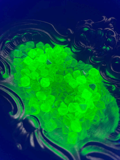 Uranium Glass (Bicone Beads 6mm) | Yellow Czech UV Glowing Reactive Vaseline Glass | 10pcs for Jewelry Making, DIY Crafts & Supplies