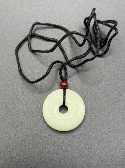 Glowing Donut Shaped Necklace | Green Fluorescent Pendant | Glows In The Dark | Beautiful Phosphorous Jewelry