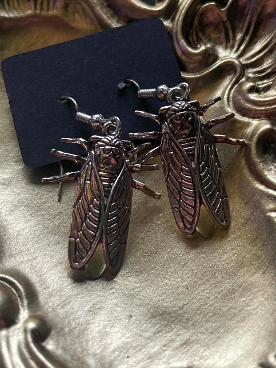 Uranium Glass (Firefly) Earrings | UV Glowing Green Cicada Vaseline Bug Jewelry | Glow-In-The-Dark Luminous Insect | Includes One Pair