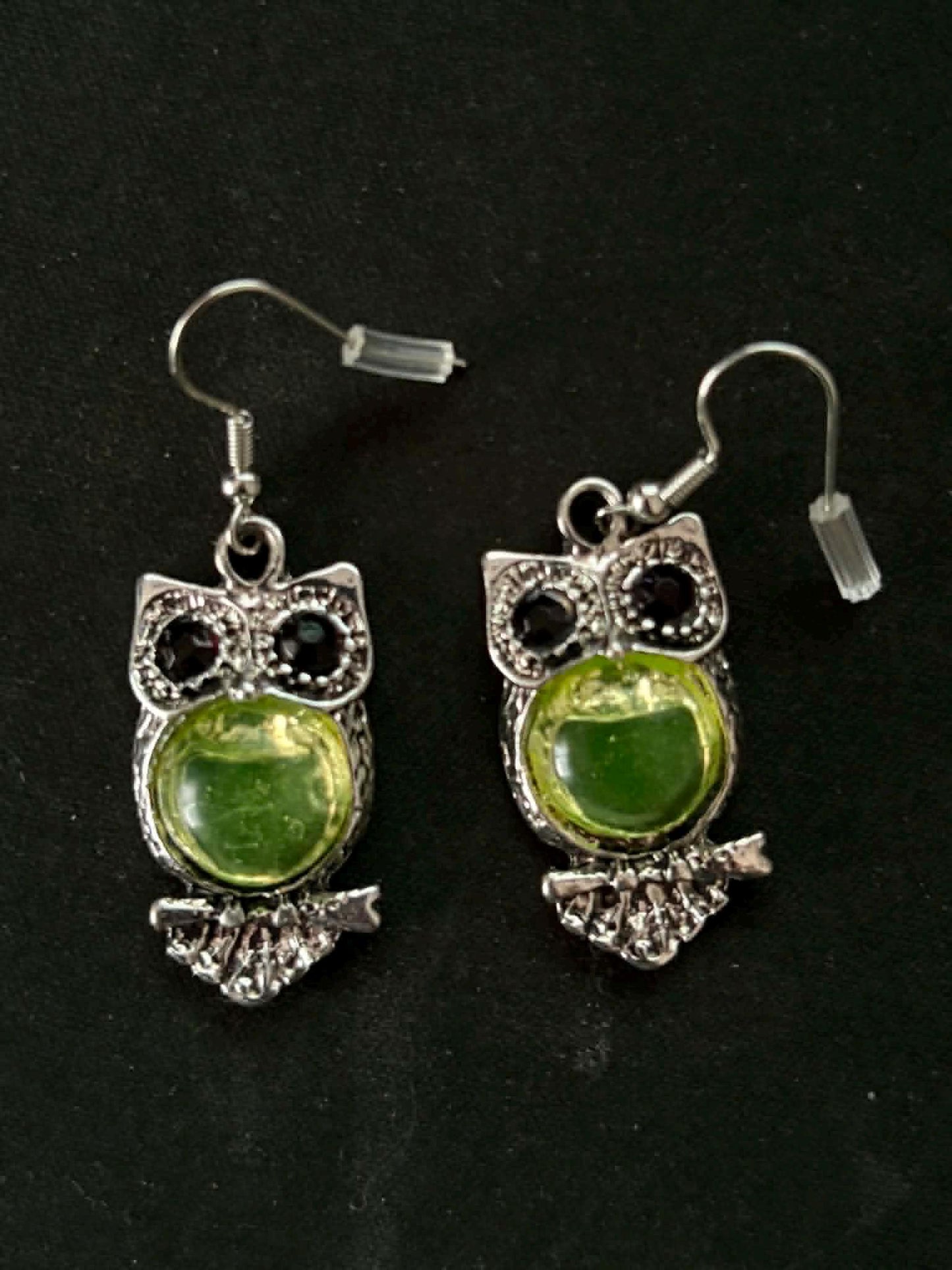 Uranium Glass (Owl) Earrings | UV Glow-In-The-Dark Jewelry | Yellow Vaseline Glass | Includes One Pair