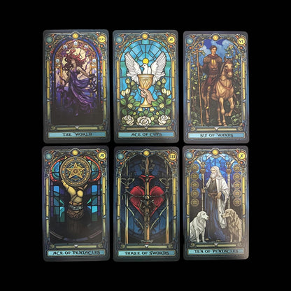 Stained Glass Tarot – 78 Card Illuminated Deck for Divination, Spiritual Guidance, Intuitive Reading & Esoteric Insight