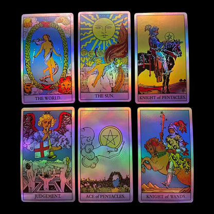 Holographic Tarot by A.E. Waite – 78 Card Rider Waite Smith Deck with Hologram Effect for Tarot Reading & Divination