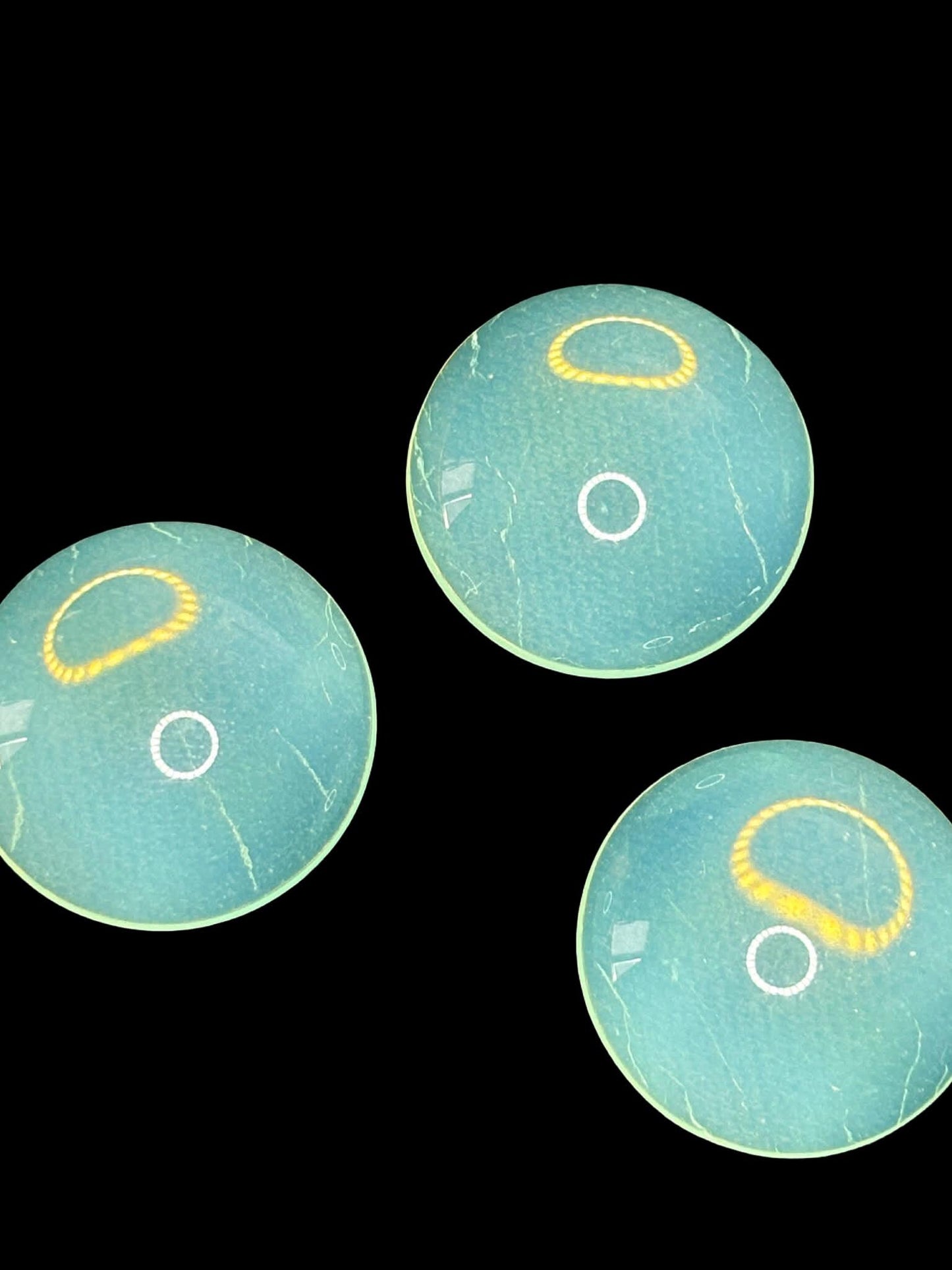 Uranium Glass (Cabochon) 18x18mm | UV Reactive Vaseline Glass | Round Yellowish Opal Gemstone for Jewelry Making, DIY Crafts & Supplies