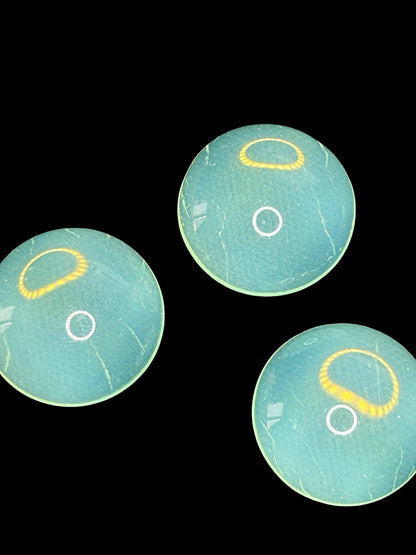 Uranium Glass (Cabochon) 18x18mm | UV Reactive Vaseline Glass | Round Yellowish Opal Gemstone for Jewelry Making, DIY Crafts & Supplies