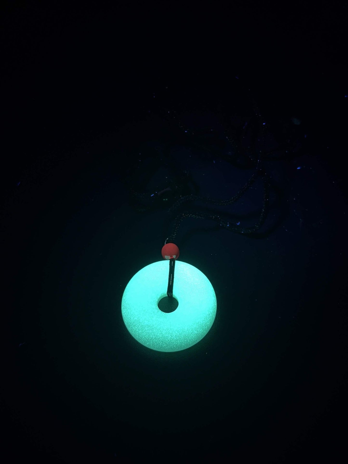 Glowing Donut Shaped Necklace | Green Fluorescent Pendant | Glows In The Dark | Beautiful Phosphorous Jewelry