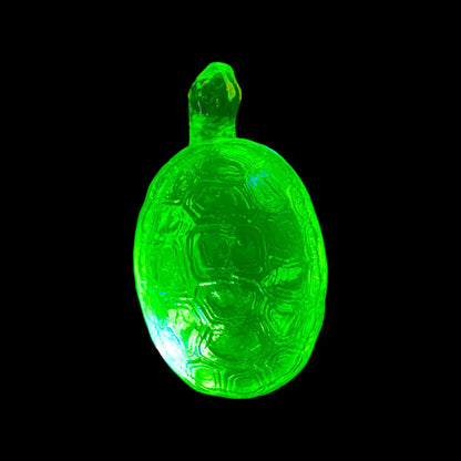 Vaseline Turtle Trinket Box | Yellow Uranium Glass Figurine | Czech Fluorescent Depression Glass | Glows Brightly Green Under UV Light