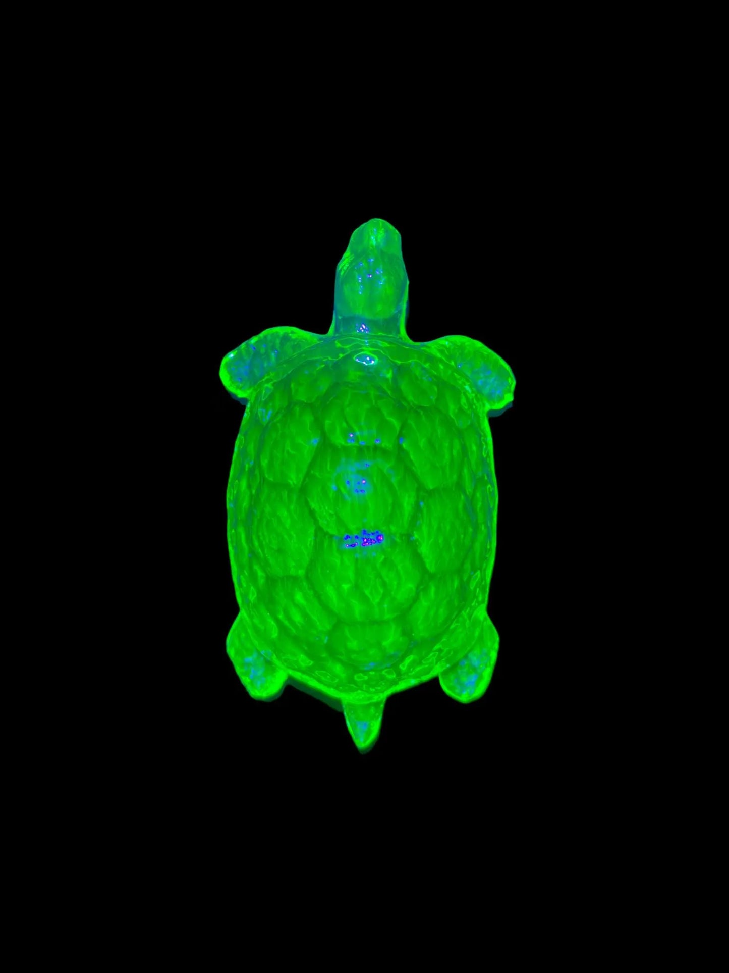 Uranium Glass Turtle Figurine | Yellow Vaseline Glass Animal Statue | Glowing Under UV Light | Czech Depression Glass Art | Vintage Atomic Collectible
