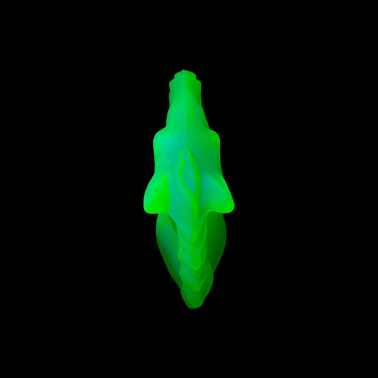 Glowing Uranium Glass Horse Figurine | Matte Yellow Vaseline Animal Statue | UV Reactive Depression Glass | Art Deco Collector’s Piece