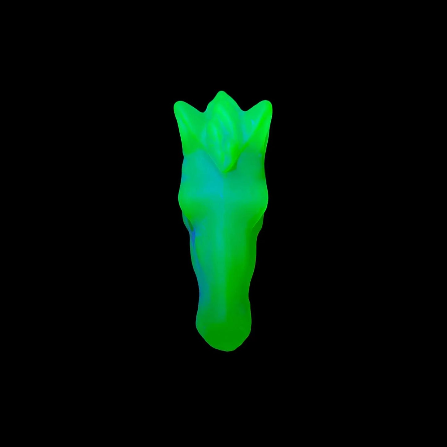 Glowing Uranium Glass Horse Figurine | Matte Yellow Vaseline Animal Statue | UV Reactive Depression Glass | Art Deco Collector’s Piece