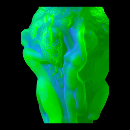 1930s Small Grape Harvest Vase in Uranium Glass | Bohemian Yellow Vaseline Art Deco by Pazourek for Heinrich Hoffmann | Glows Brightly Green Under UV Light