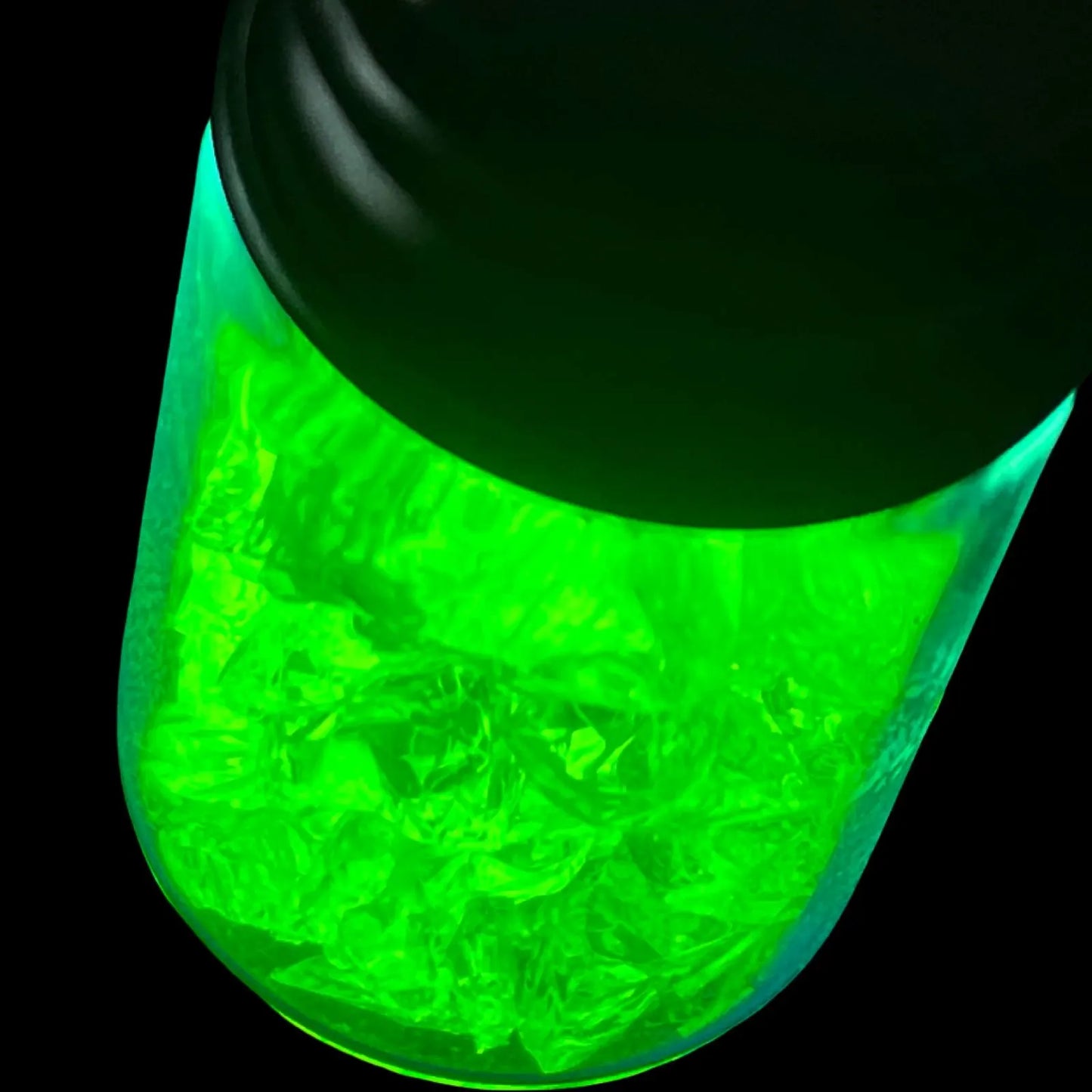 Crushed Uranium Glass Shards in Bottle | Glowing Yellow Vaseline Fragments | UV Reactive Vial with Safe Radioactive Glass for Crafts & Magic Use