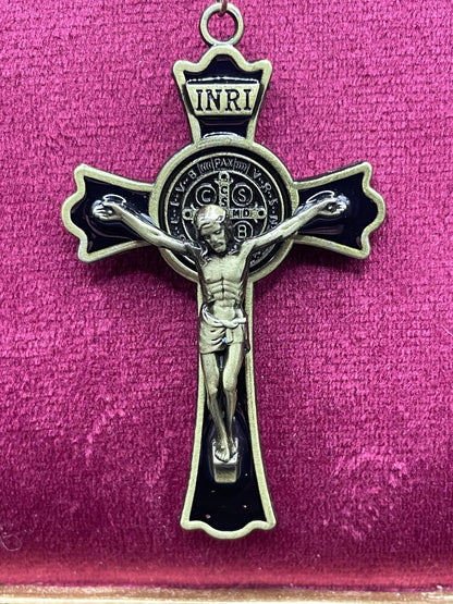 Uranium Glass Jesus Rosary with Green Fire-Polished Beads | Vaseline Bronze Necklace & Green-Black Crucifix | Radiant Glow Under UV Light