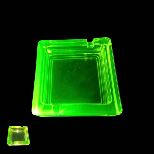Vaseline Ashtray | Uranium Glass Cigarette Holder | Yellow Radioactive Art Deco Style | Glows Brightly Green Under UV Light