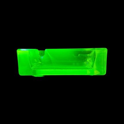 Vaseline Ashtray | Uranium Glass Cigarette Holder | Yellow Radioactive Art Deco Style | Glows Brightly Green Under UV Light