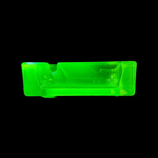 Vaseline Ashtray | Uranium Glass Cigarette Holder | Yellow Radioactive Art Deco Style | Glows Brightly Green Under UV Light