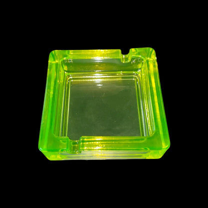 Vaseline Ashtray | Uranium Glass Cigarette Holder | Yellow Radioactive Art Deco Style | Glows Brightly Green Under UV Light