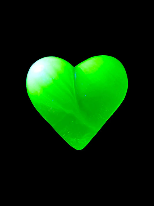Uranium Glass Heart Figurine | Yellow Vaseline Glass Statue | UV Glowing Fluorescent Depression Glass Art | Czech Atomic Collectible Piece
