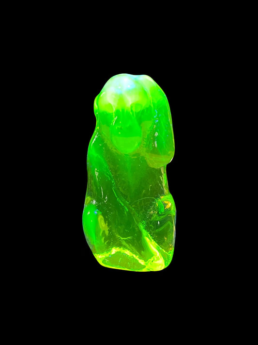 Glowing Uranium Glass Monkey Figurine | Yellow Vaseline Gorilla Statue | Fluorescent 1930s Depression-Era Collectible | It Glows under UV light